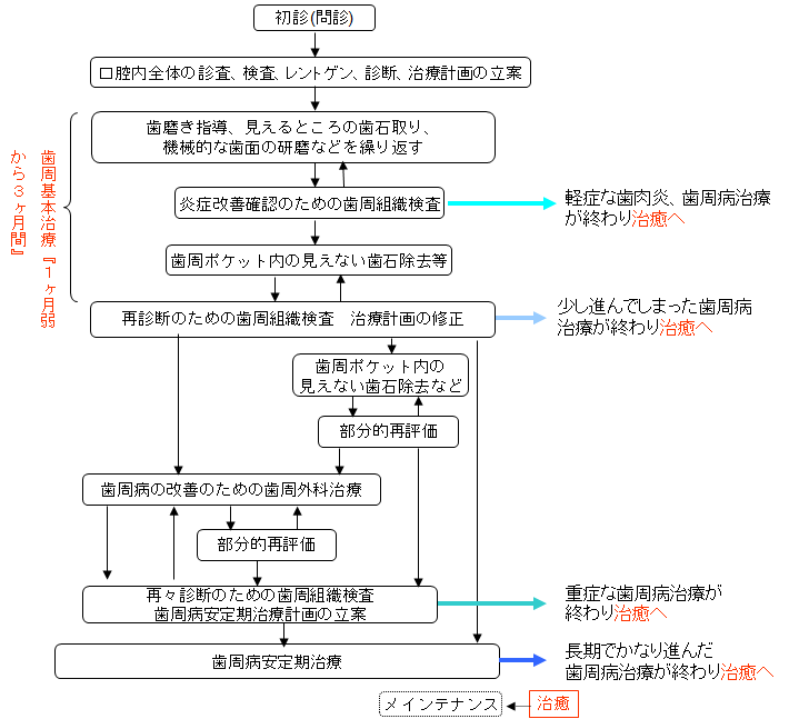 高山歯科医院の基本的な歯周病治療の流れ